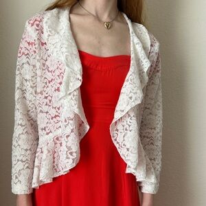 Y2K Vintage Dainty Lace Women’s Cardigan Size Medium Whimsical Heritage Wedding